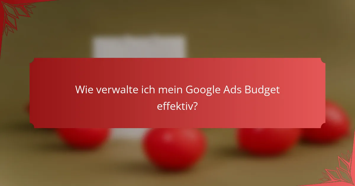 Wie verwalte ich mein Google Ads Budget effektiv?